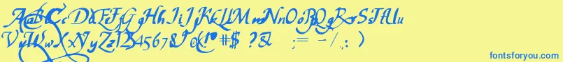 PwChancelaresca Font – Blue Fonts on Yellow Background