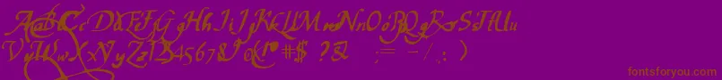 PwChancelaresca Font – Brown Fonts on Purple Background