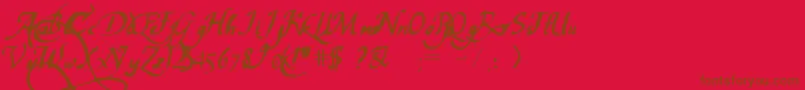 PwChancelaresca Font – Brown Fonts on Red Background
