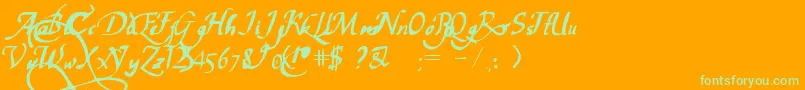 PwChancelaresca Font – Green Fonts on Orange Background