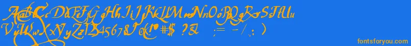 PwChancelaresca Font – Orange Fonts on Blue Background