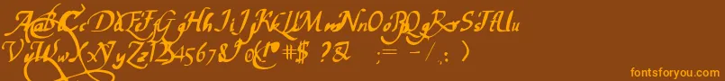 PwChancelaresca Font – Orange Fonts on Brown Background