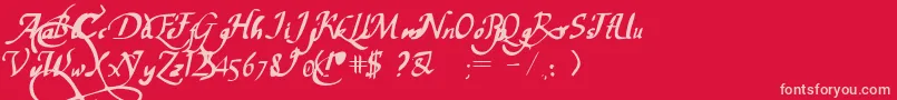 PwChancelaresca Font – Pink Fonts on Red Background