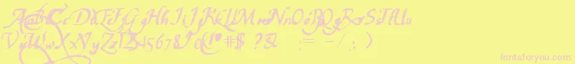 PwChancelaresca Font – Pink Fonts on Yellow Background