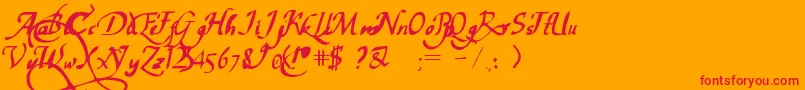 PwChancelaresca Font – Red Fonts on Orange Background