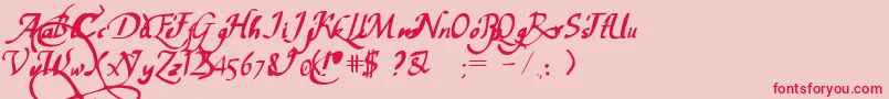 フォントPwChancelaresca – ピンクの背景に赤い文字