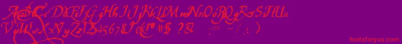 PwChancelaresca Font – Red Fonts on Purple Background