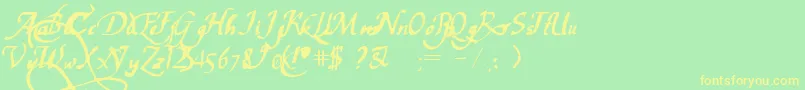 More about PwChancelaresca Font PwChancelaresca Font – Yellow Fonts on Green Background