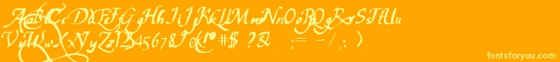 PwChancelaresca Font – Yellow Fonts on Orange Background