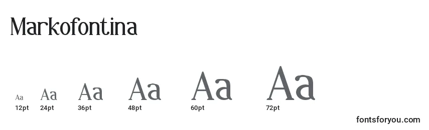 Размеры шрифта Markofontina