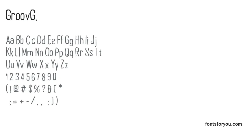 Czcionka GroovG. – alfabet, cyfry, specjalne znaki