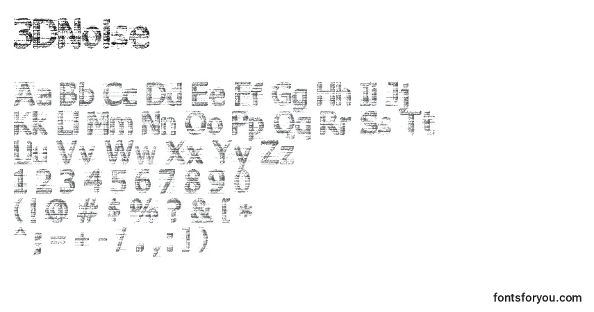 Schriftart 3DNoise – Alphabet, Zahlen, spezielle Symbole