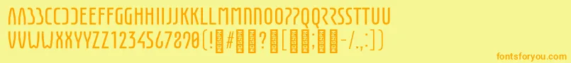 フォントEunomiaRegular – オレンジの文字が黄色の背景にあります。