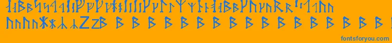 Futharken Font – Blue Fonts on Orange Background