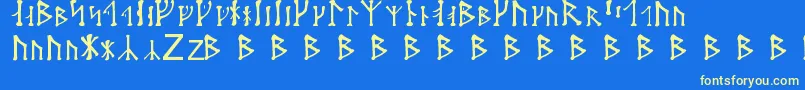 Futharken Font – Yellow Fonts on Blue Background