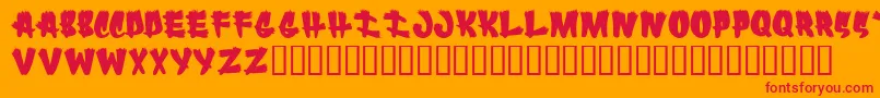 フォントFlareups – オレンジの背景に赤い文字