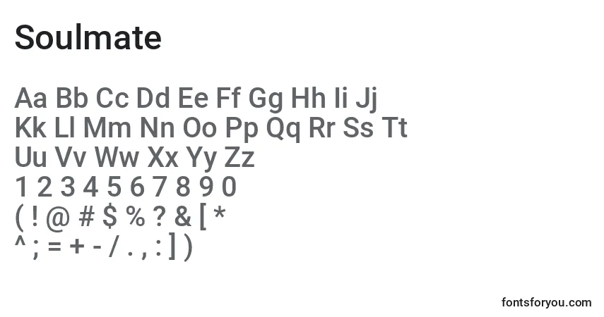 Шрифт Soulmate – алфавит, цифры, специальные символы