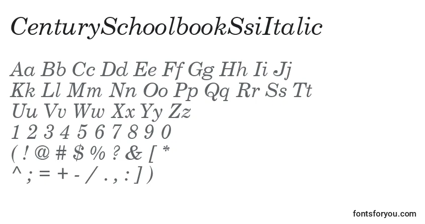 CenturySchoolbookSsiItalic-fontti – aakkoset, numerot, erikoismerkit
