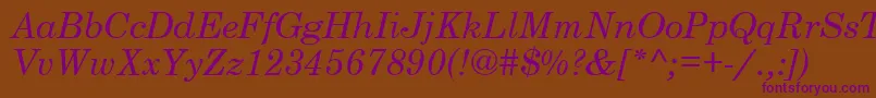 CenturySchoolbookSsiItalic Font – Purple Fonts on Brown Background