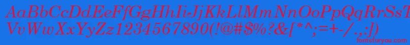 CenturySchoolbookSsiItalic-Schriftart – Rote Schriften auf blauem Hintergrund
