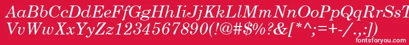 CenturySchoolbookSsiItalic-fontti – valkoiset fontit punaisella taustalla