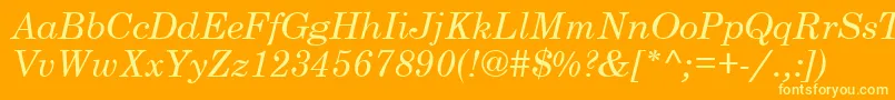 CenturySchoolbookSsiItalic Font – Yellow Fonts on Orange Background