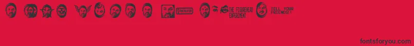 Fonte Figureheadexperiment – fontes pretas em um fundo vermelho