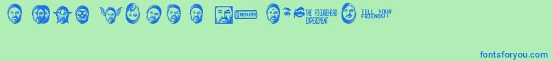 Fonte Figureheadexperiment – fontes azuis em um fundo verde