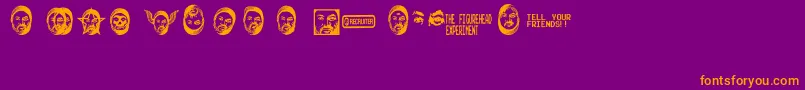 Figureheadexperiment-fontti – oranssit fontit violetilla taustalla