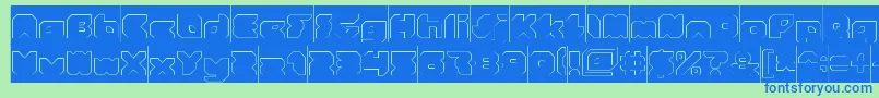 フォントStrangerHollowInverse – 青い文字は緑の背景です。