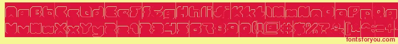 StrangerHollowInverse-Schriftart – Rote Schriften auf gelbem Hintergrund