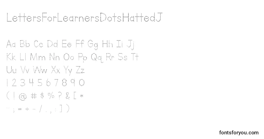 LettersForLearnersDotsHattedJ-fontti – aakkoset, numerot, erikoismerkit