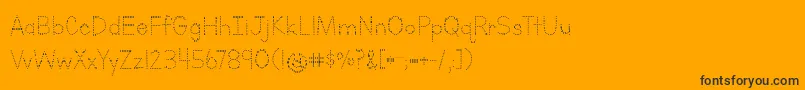 LettersForLearnersDotsHattedJ-Schriftart – Schwarze Schriften auf orangefarbenem Hintergrund