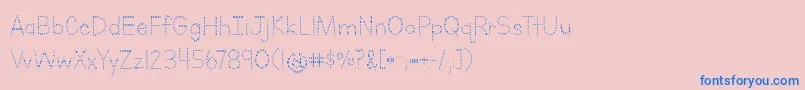 LettersForLearnersDotsHattedJ-fontti – siniset fontit vaaleanpunaisella taustalla