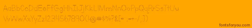 LettersForLearnersDotsHattedJ-Schriftart – Braune Schriften auf orangefarbenem Hintergrund