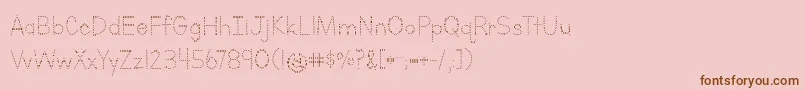 LettersForLearnersDotsHattedJ-fontti – ruskeat fontit vaaleanpunaisella taustalla