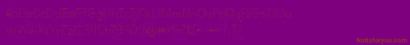 LettersForLearnersDotsHattedJ-Schriftart – Braune Schriften auf violettem Hintergrund