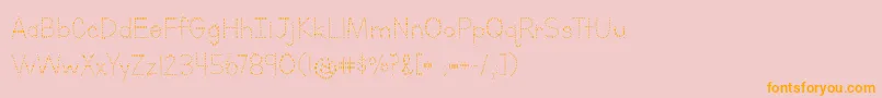 フォントLettersForLearnersDotsHattedJ – オレンジの文字がピンクの背景にあります。