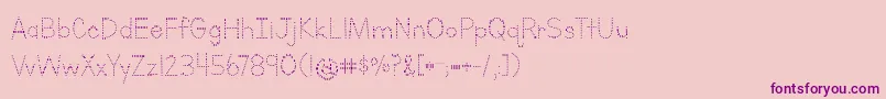 フォントLettersForLearnersDotsHattedJ – ピンクの背景に紫のフォント