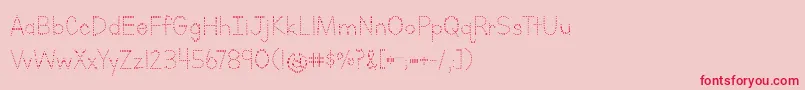 LettersForLearnersDotsHattedJ-fontti – punaiset fontit vaaleanpunaisella taustalla