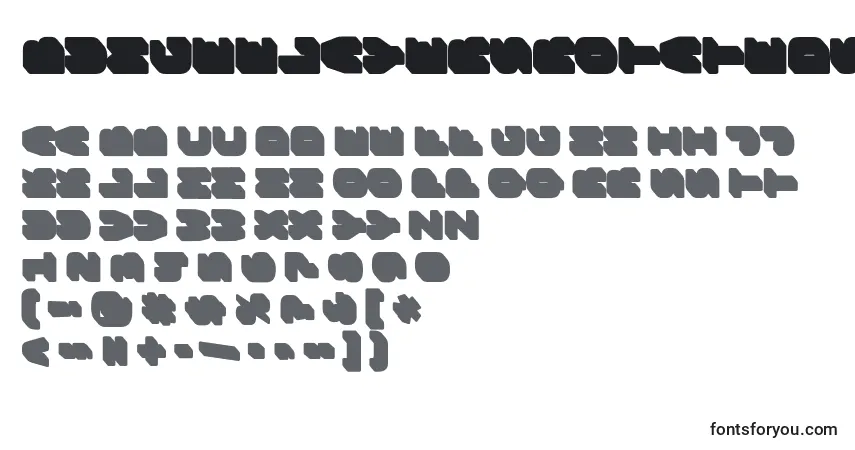Fuente BungeelayersrotatedShade - alfabeto, números, caracteres especiales