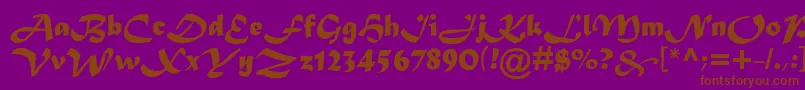 MaturaMtScriptCapitals-fontti – ruskeat fontit violetilla taustalla