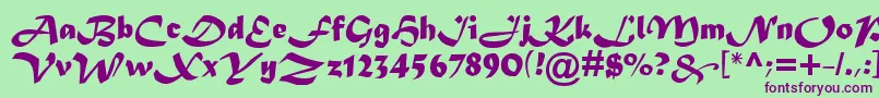 MaturaMtScriptCapitals Font – Purple Fonts on Green Background