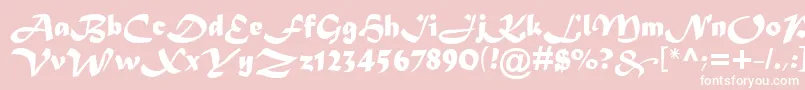 MaturaMtScriptCapitals-Schriftart – Weiße Schriften auf rosa Hintergrund