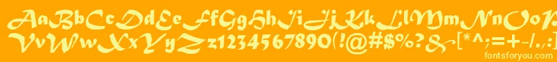 MaturaMtScriptCapitals Font – Yellow Fonts on Orange Background