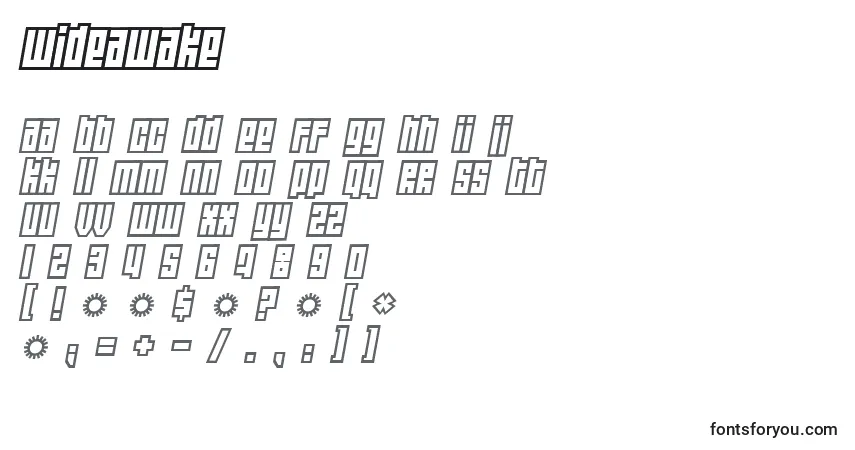 Czcionka Wideawake – alfabet, cyfry, specjalne znaki
