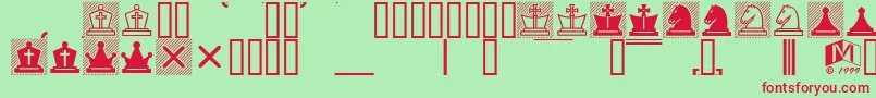 ChessLucena Font – Red Fonts on Green Background