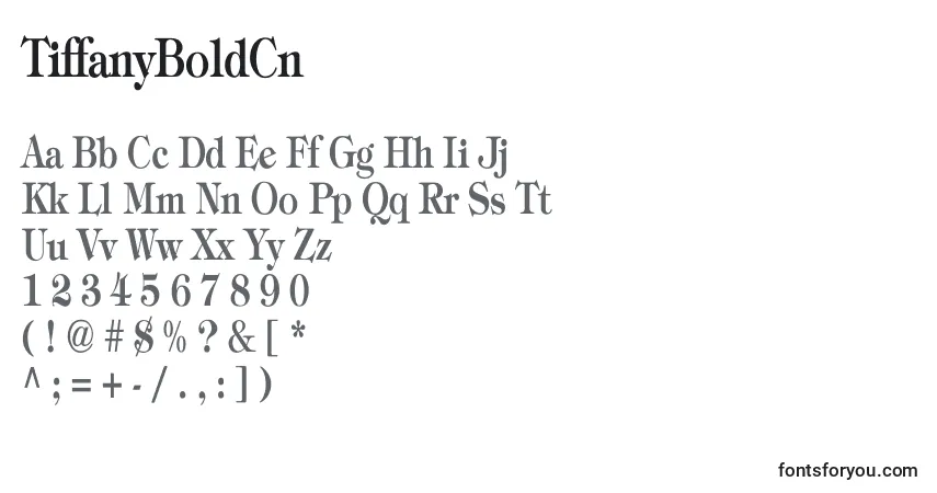 A fonte TiffanyBoldCn – alfabeto, números, caracteres especiais