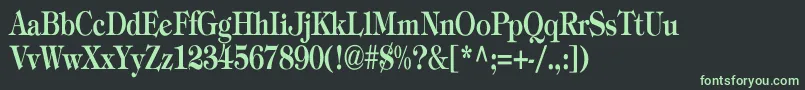 TiffanyBoldCn-fontti – vihreät fontit mustalla taustalla