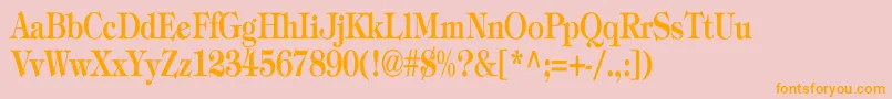 フォントTiffanyBoldCn – オレンジの文字がピンクの背景にあります。